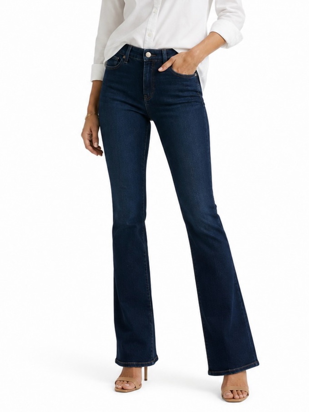 PAIGE Dark Wash Bootcut Stretch Jeans Size 31 Mid Rise Premium Denim